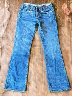 Z Brand Distressed Bootcut Denim Jeans Embroidered Detail